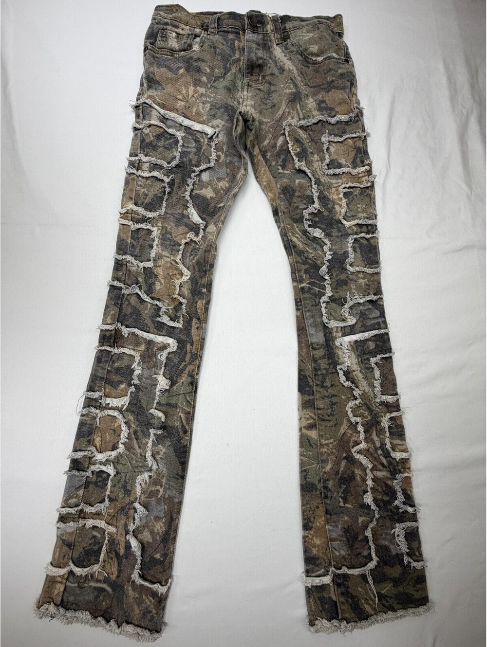 Evolution In Design Women's Jeans Bootcut Distressed Camouflage Size 16 Green